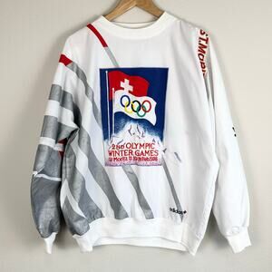 Vintage 80’s Adidas Olympic Winter Games St Moritz 1928 Crewneck Shirt Medium
